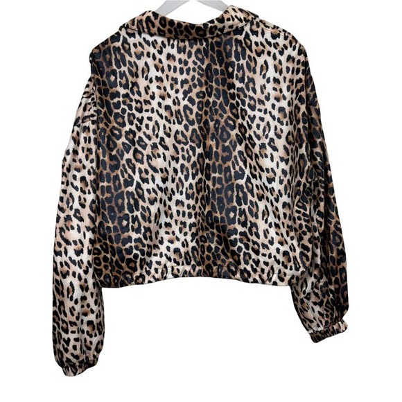 Forever 21 Cropped Leopard Print Windbreaker Jacket Size 1x - Picture 7 of 11
